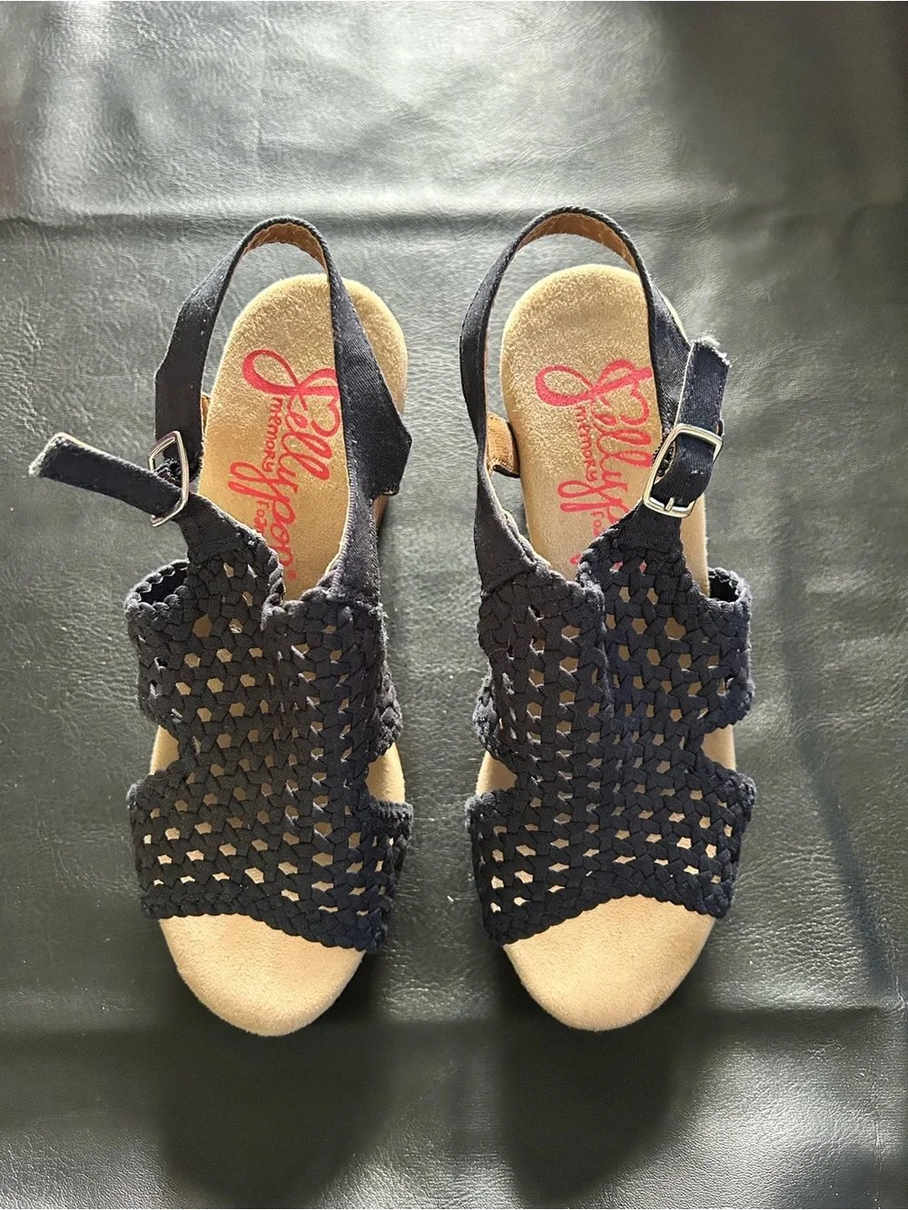 Jellypop Navy Woven Slingback Sandals